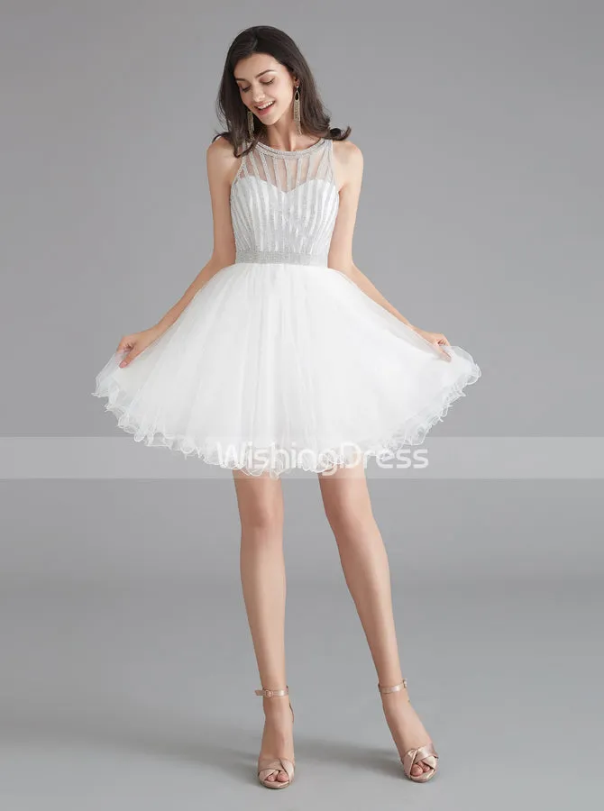 A-line Tulle Homecoming Dresses for Teens,Graduation Dress Short,HC00198
