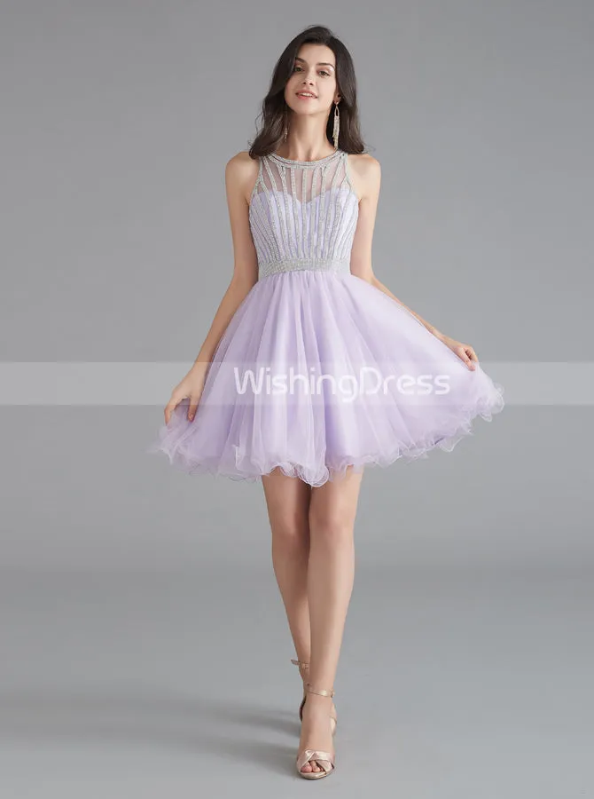 A-line Tulle Homecoming Dresses for Teens,Graduation Dress Short,HC00198