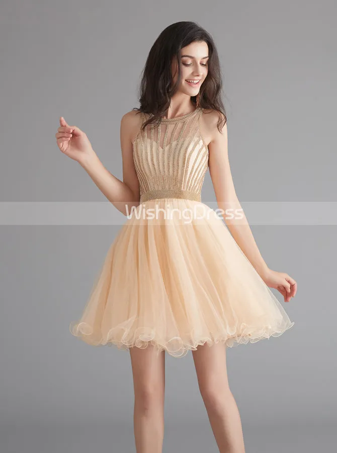 A-line Tulle Homecoming Dresses for Teens,Graduation Dress Short,HC00198
