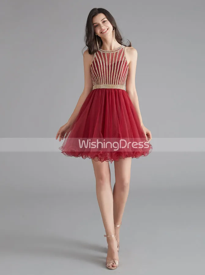 A-line Tulle Homecoming Dresses for Teens,Graduation Dress Short,HC00198