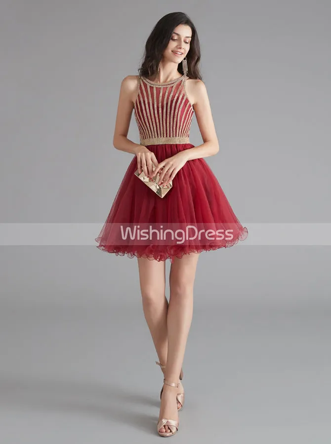 A-line Tulle Homecoming Dresses for Teens,Graduation Dress Short,HC00198