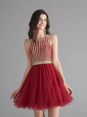 A-line Tulle Homecoming Dresses for Teens,Graduation Dress Short,HC00198