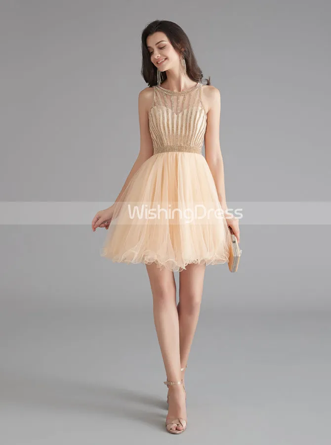 A-line Tulle Homecoming Dresses for Teens,Graduation Dress Short,HC00198