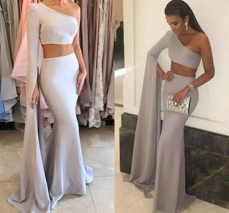 Bridelily Stunning Two-Pieces One-Shoulder Mermaid Floor-Length Prom Dress