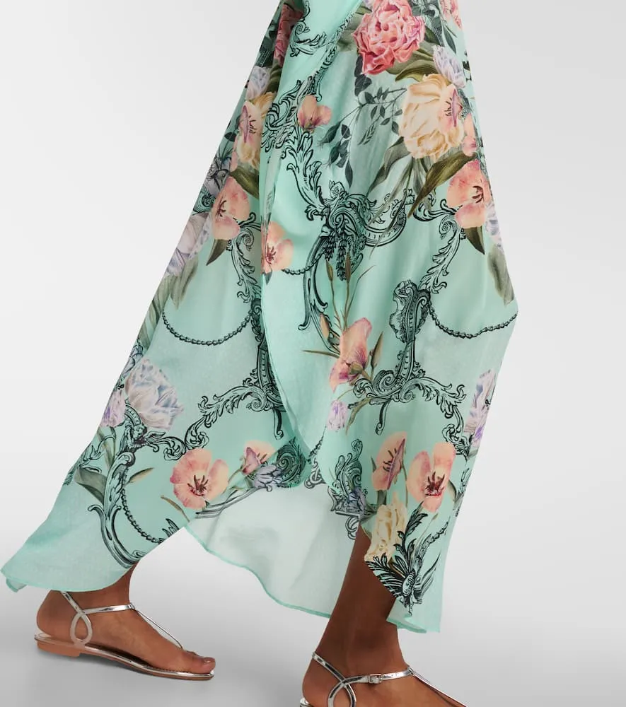 Camilla Gathered floral silk kaftan