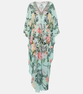 Camilla Gathered floral silk kaftan