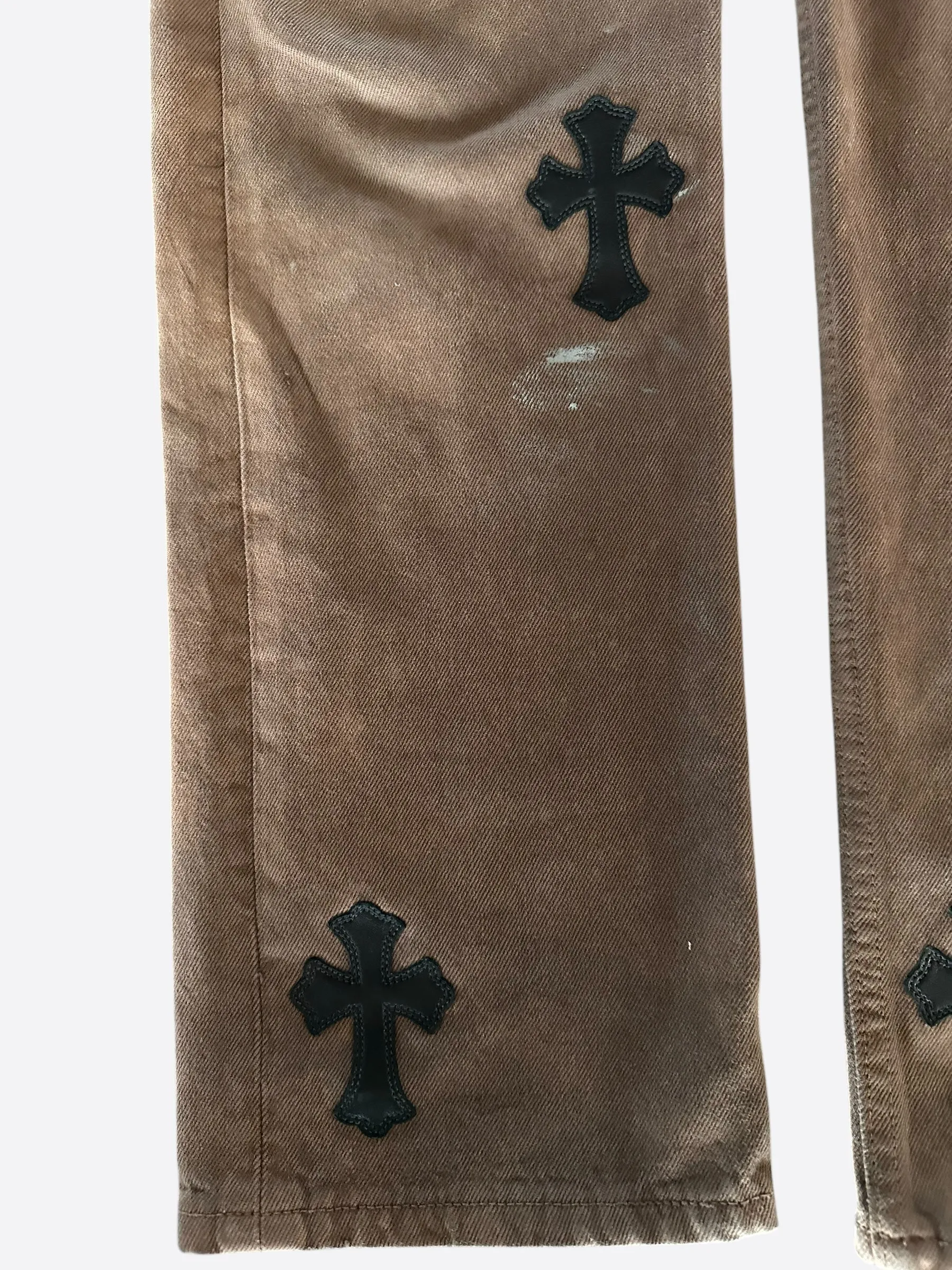 Chrome Hearts Levis Brown & Black Cross Patch Jeans
