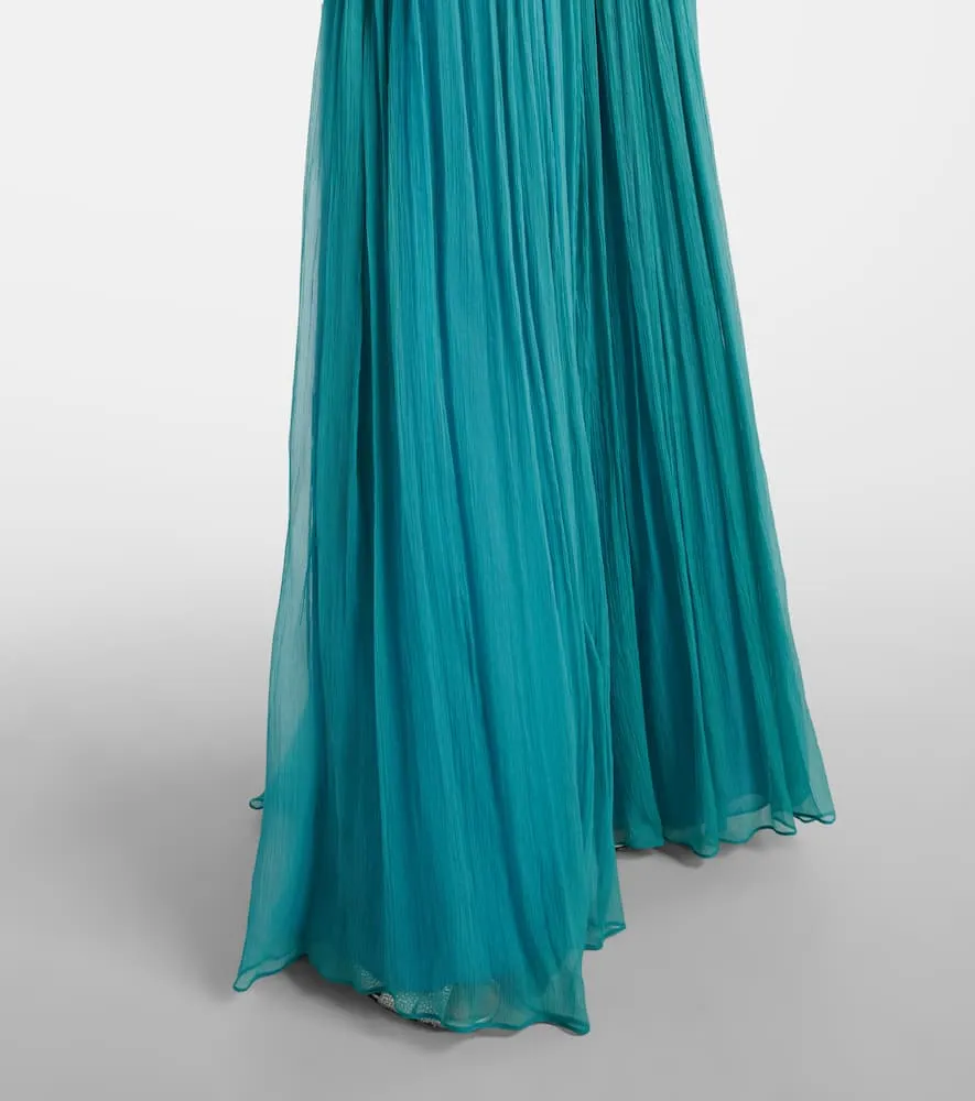 Costarellos Adamaris embellished silk-blend chiffon gown