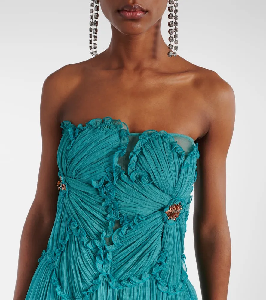 Costarellos Adamaris embellished silk-blend chiffon gown