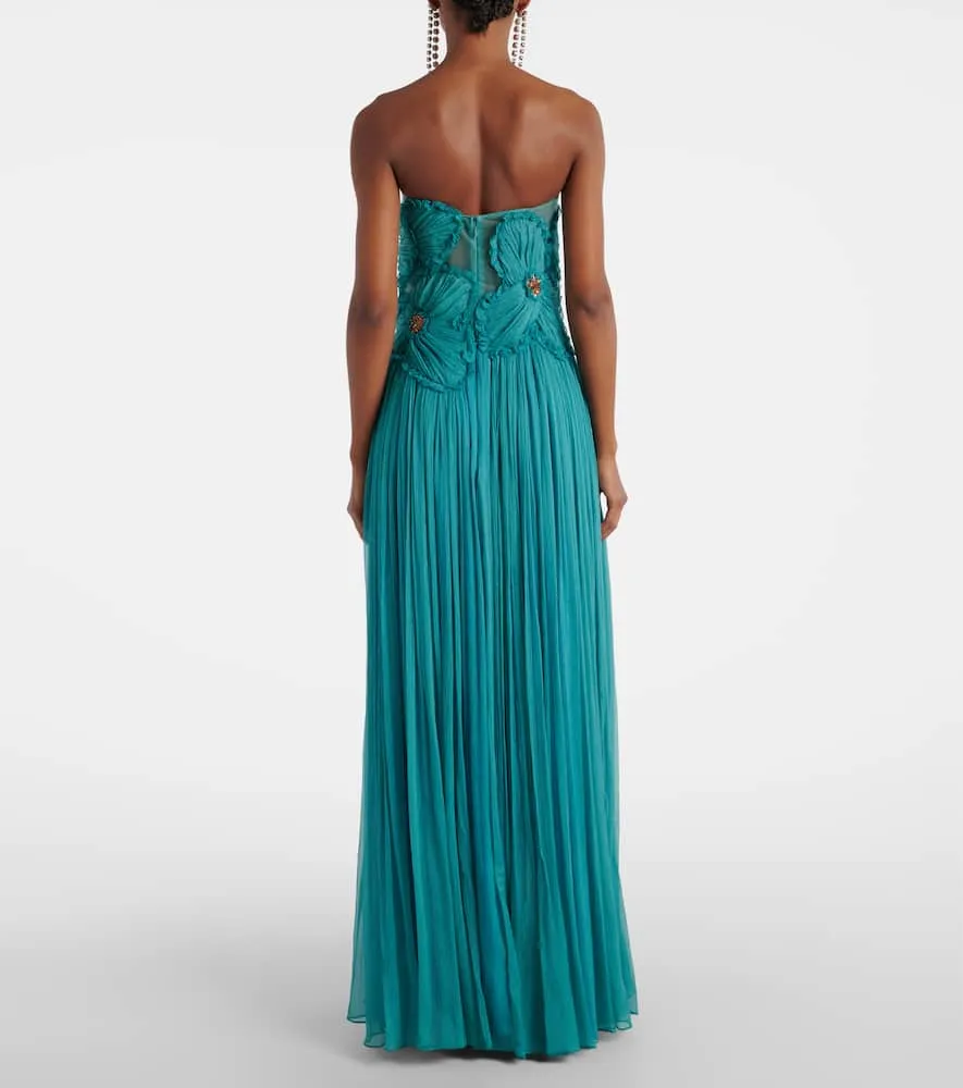 Costarellos Adamaris embellished silk-blend chiffon gown