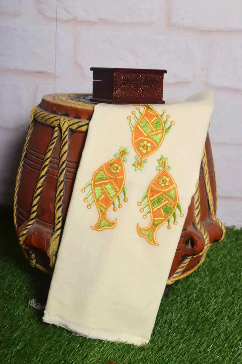 Cream Cotton Blouse with Embroidery