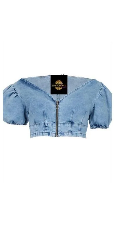 Denim crop shirt