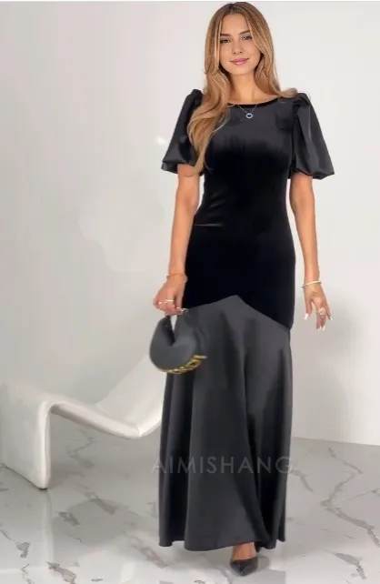 Elegant Formal Women's Dresses Black Long Prom Dress Modest Evening Party Dress