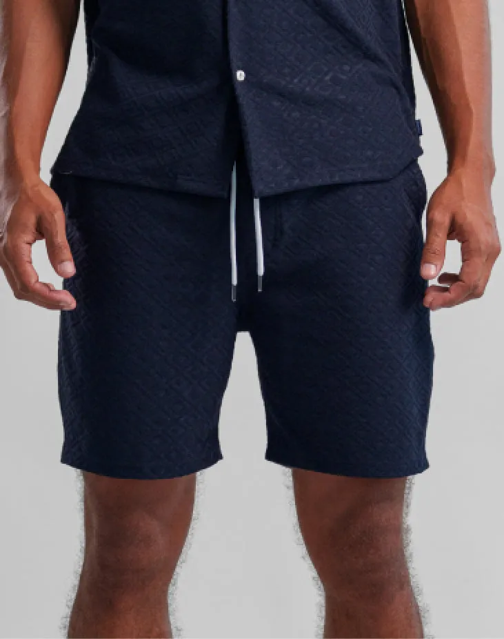 PALMA -  Navy Diamond Geo Shorts