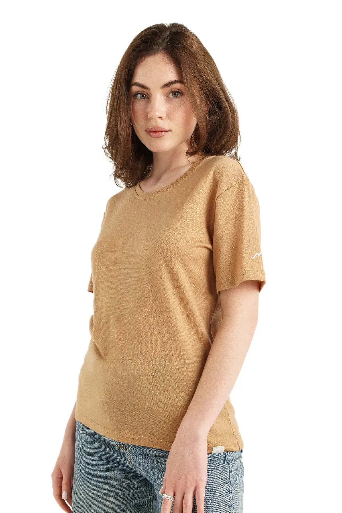 Women's Merino T-shirt 165 Camel | Crewneck ( socks)