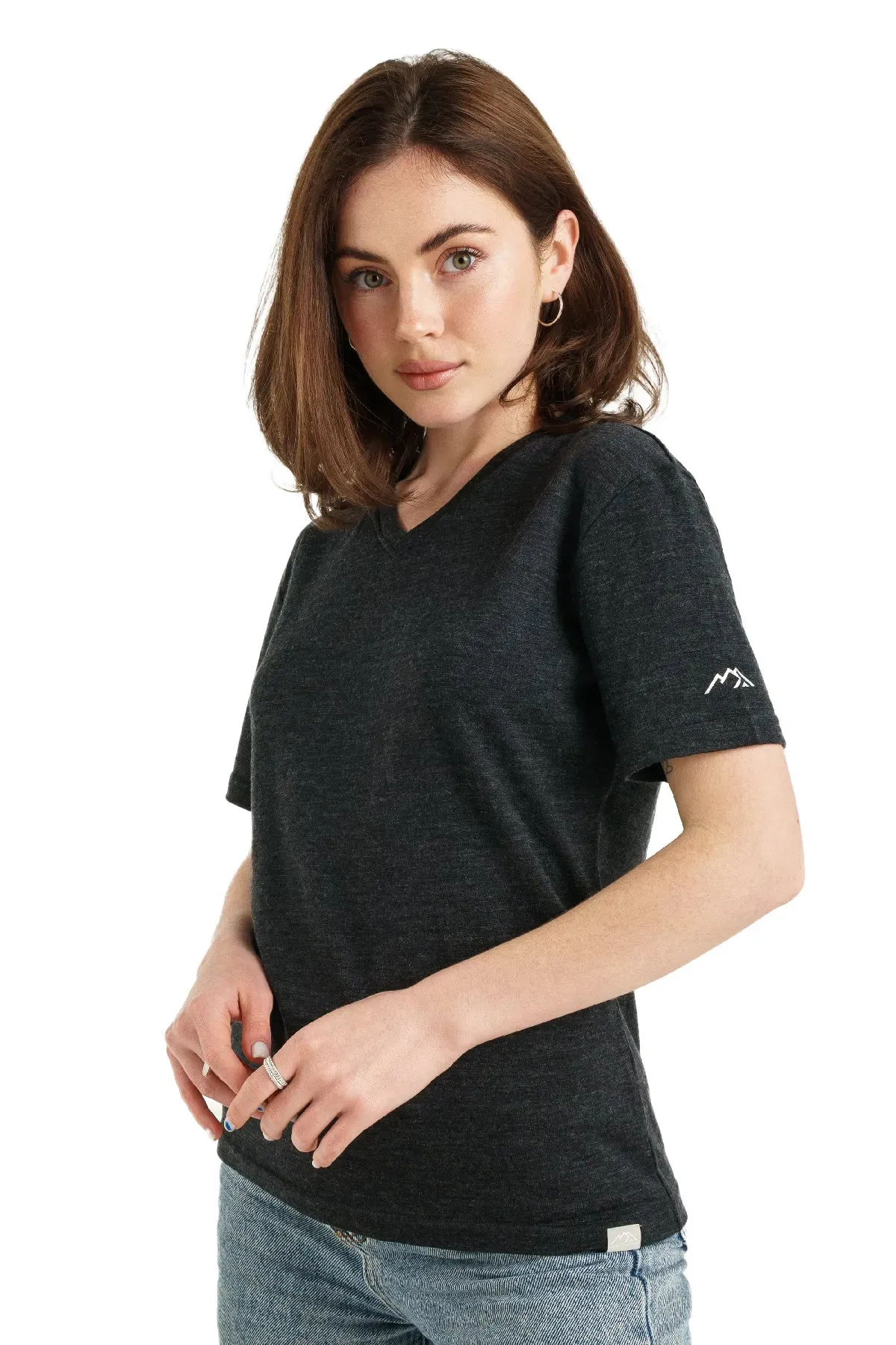 Women's Merino T-shirt 165 Charcoal | V-Neck ( socks)