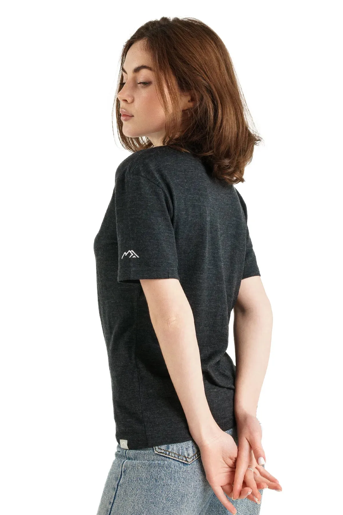 Women's Merino T-shirt 165 Charcoal | V-Neck ( socks)