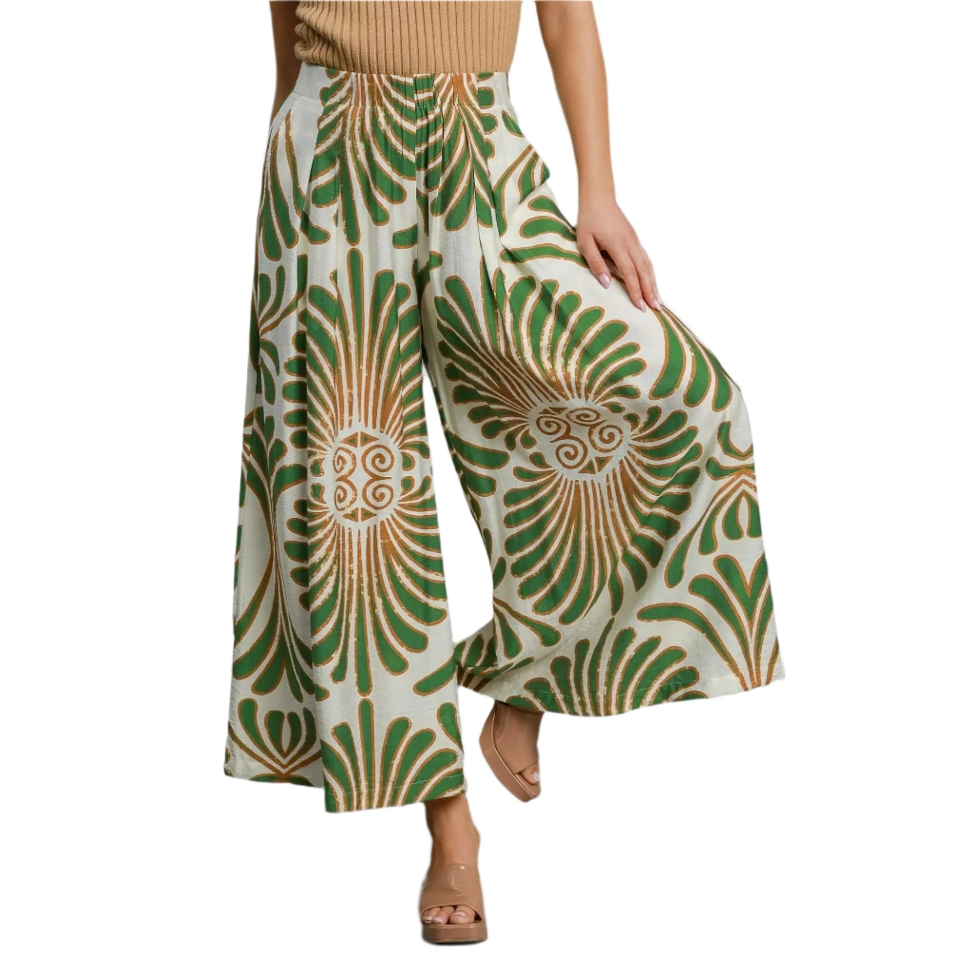 Women's Umgee Green Abstract Pants C4390