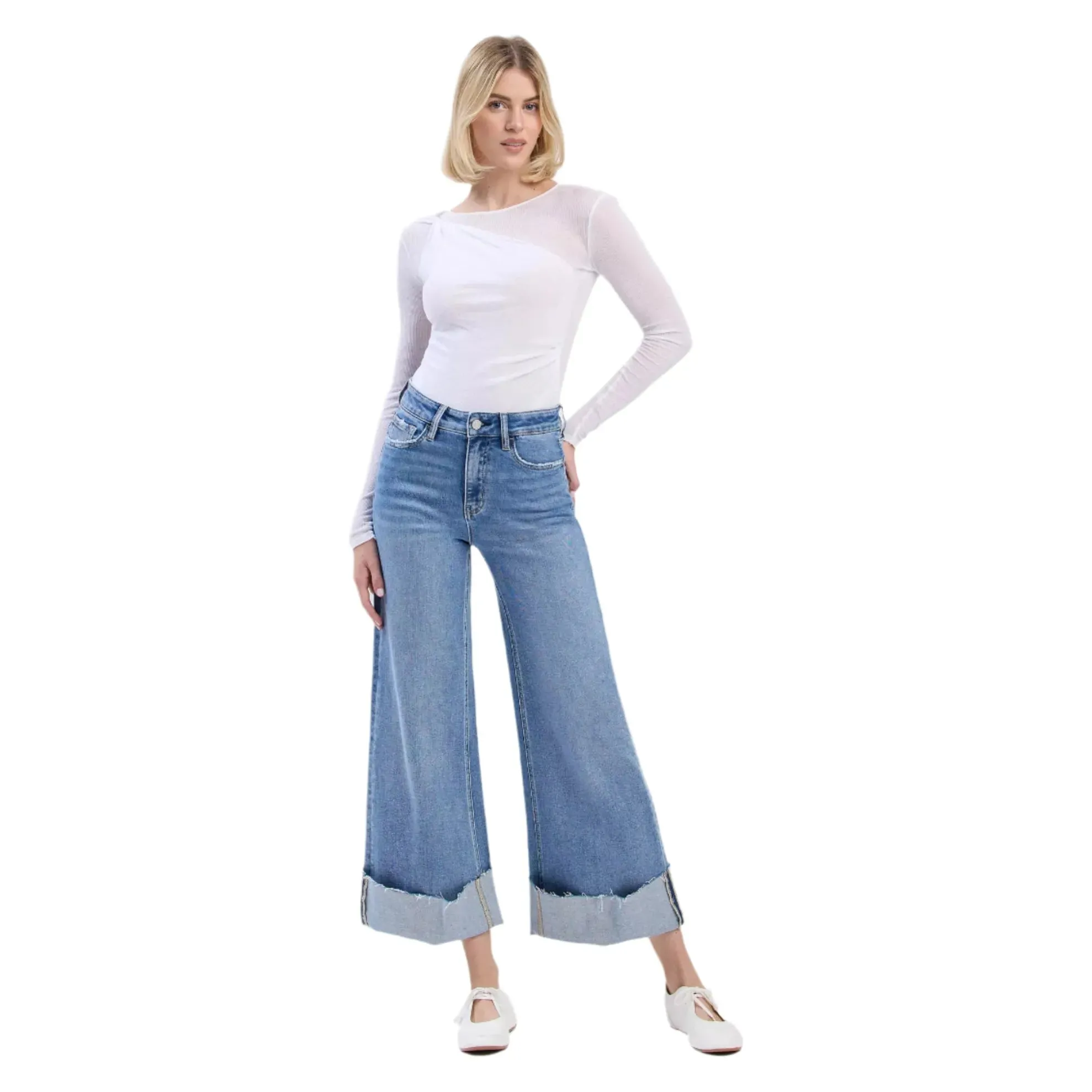 Women's Vervet High Rise Cuffed Extreme Wide Leg Jeans LV1714