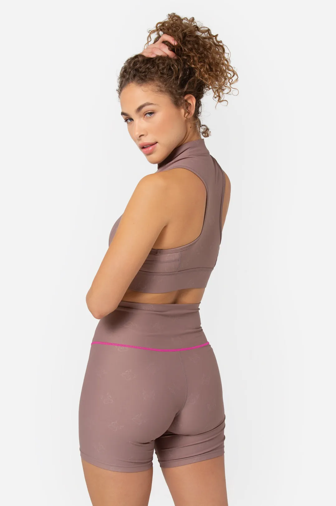 ZIP CROP TOP & HIGH WAISTED SHORTS